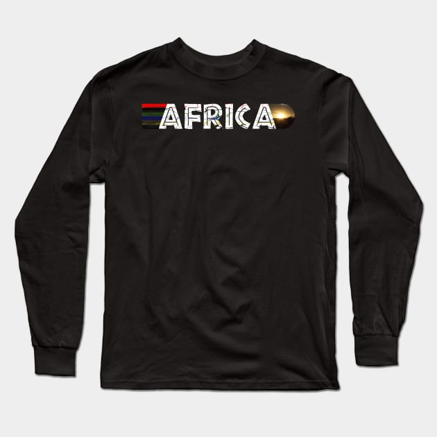 African Flag Colors Distressed Giraffe Sunset Long Sleeve T-Shirt by PathblazerStudios